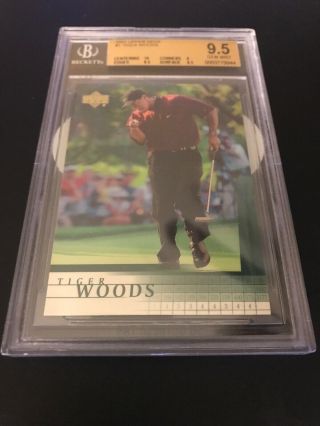 2001 01 Upper Deck Ud Rookie Tiger Woods Rc 1 Bgs 9.  5 Golf