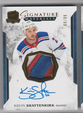 17 - 18 Ud The Cup Signature Materials Auto Patch /99 Rangers - Kevin Shattenkirk