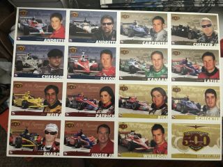 2006 Indy 500 Uncut Sheet Drivers Cards W/patrick,  Wheldon,  Andretti,  Carpenter