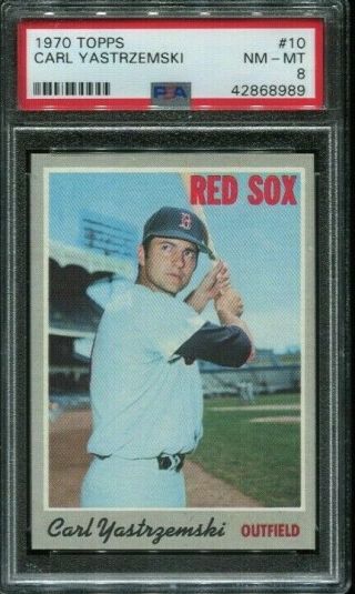 1970 Topps 10 Carl Yastrzemski Red Sox Card Psa 8 Nearmint -