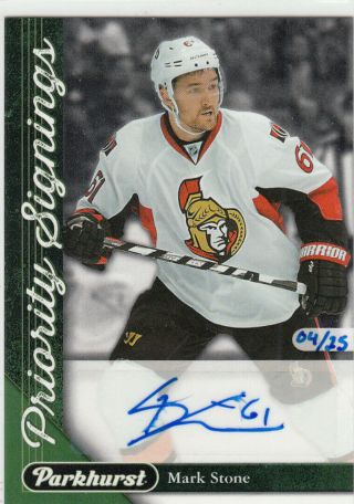 17/18 Ud Parkhurst Expo Mark Stone Priority Signings Autograph Auto /25