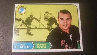 1968 - 69 Topps Hockey Set Break 112 Bob Plager St Louis Blues Exmt,