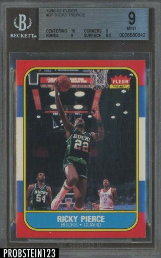 1986 - 87 Fleer Basketball Setbreak 87 Ricky Pierce Milwaukee Bucks Bgs 9