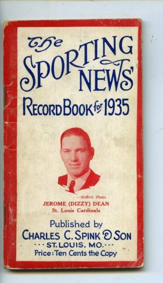 Sporting News Record Book For 1935 W/ Dizzy Dean Cover St.  Louis Cardinals