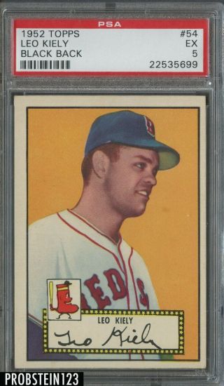 1952 Topps 54 Leo Kiely Boston Red Sox Black Back Psa 5 Ex
