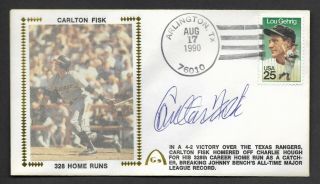 Carlton Fisk 328 Home Runs Signed Gateway Stamp Envelope Arlington Postmark
