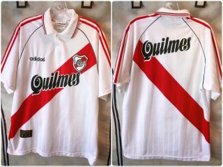 River Plate 1995 Home Soccer Jersey Large Adidas Argentina