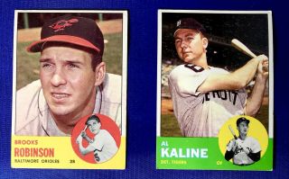 Al Kaline And Brooks Robinson 1963 Topps Cards Ex,