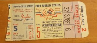 1960 World Series Ticket Stub Game 5 PITTSBURGH PIRATES OVER NY YANKEES 5 - 2 Cool 5