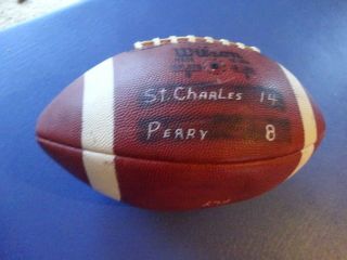 1974 Wilson Official High School Football Game Ball,  St Charles 14,  Perry 8,  Mi.