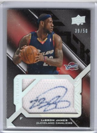 Lebron James 2008 - 09 Ud Black Autograph Game - Jersey On Jersey Auto 39/50