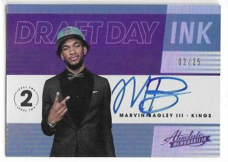 Marvin Bagley Iii Rc 2018 - 19 Panini Absolute Draft Day Ink Auto Level 2 2/25