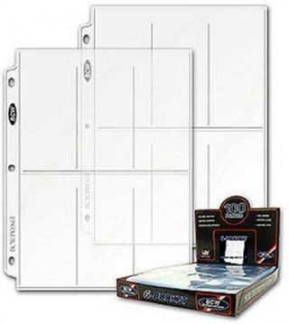 50 Bcw Pro 6 - Pocket Tall / Widevision Trading Card Pages Coupon Binder Sheets
