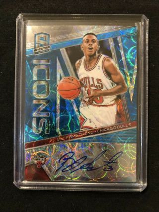 2018 - 19 Panini Spectra B.  J.  Armstrong Icons Neon Blue Auto Autograph 48/60