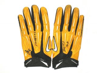 Darrel Young Washington Redskins Game Worn Signed Yellow & Black Nike Gloves