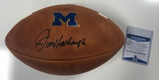 Jim Harbaugh Signed Michigan Wolverines Official Game Football Beckett Witness