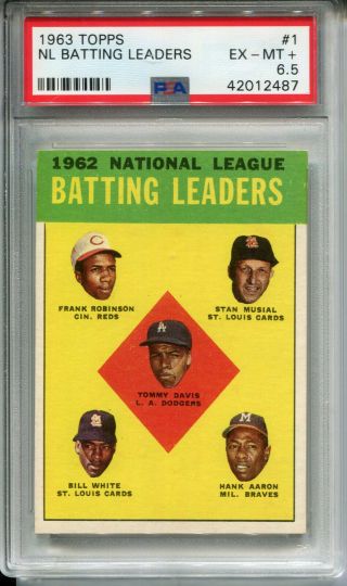 1963 Topps 1 Robinson/musial/davis/white/aaron Psa 6.  5 Ex - Mt,  Batting Leaders