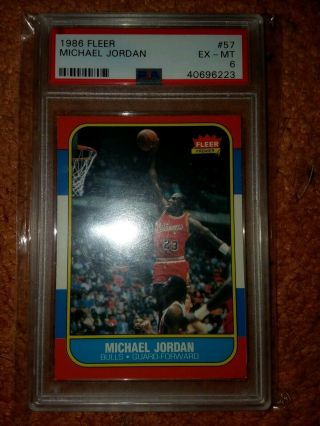 1986 Fleer Michael Jordan Rookie Card Psa 6 Ex - Mt