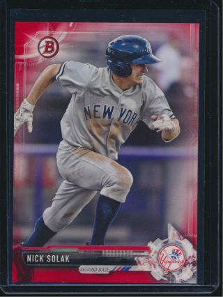 2017 Bowman Prospects Red Paper Parallel Bp77 Nick Solak York Yankees 2/5