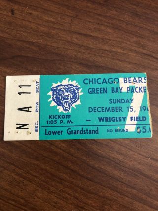 Vince Lombardi - Last Game Green Bay Packers Organization/ticket Stub/100th@bears