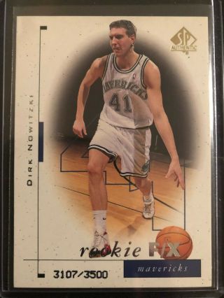 1998 - 99 SP Authentic Dirk Nowitzki ROOKIE /3500 Mavericks RC 3
