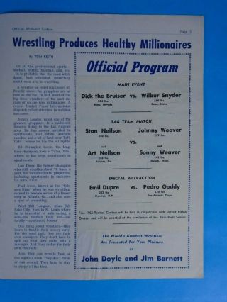1961 Big Time Wrestling Detroit Program Dick the Bruiser Cover Bobo Brazil story 6