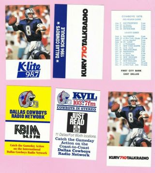 1978 1993 1993 1994 1995 1998 Dallas Cowboys Pocket Schedule Set