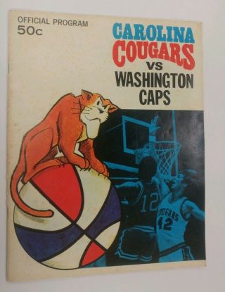 1969 1970 Carolina Cougars Aba Basketball Program Vs Washington Caps - First Year