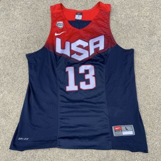 James Harden Nike Team Usa Authentic Jersey Size L Navy Blue Red White Dri - Fit