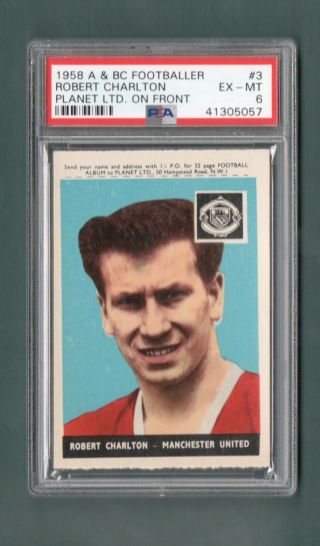 Bobby Charlton 1958 Rookie - Manchester United A & Bc Gum Footballers - Psa 6