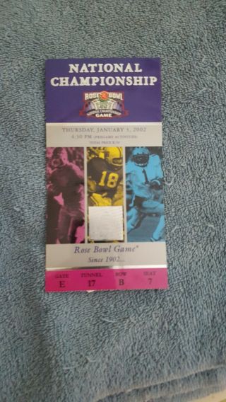 2002 Bcs National Championship Rose Bowl Ticket Stub