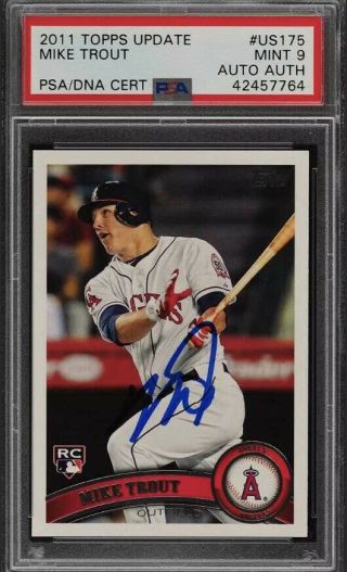 2011 Topps Update Mike Trout Rookie Rc Psa/dna Auto Us175 Psa 9