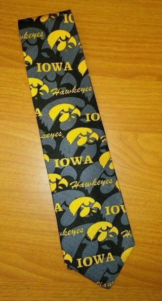 Iowa Hawkeyes College Football Tie Necktie Silk Black And Gold Made In Usa