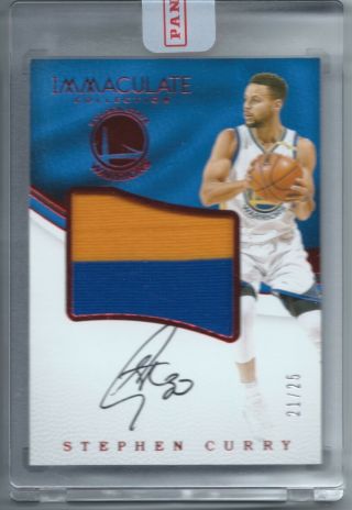 Stephen Curry 2016 - 17 Immaculate Auto Game Jumbo Patch Red Ed 21/25