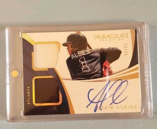 2018 Immaculate Ozzie Albies Rc Rookie Dual Jersey Auto 19/49 Braves