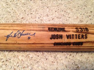 Josh Vitters Chicago Cubs Game Signed Cracked Louisville Slugger Bat 2