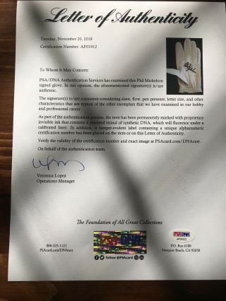 Phil Mickelson Signed Golf Glove Psa Dna AF01912 PGA Callaway Full Letter 3