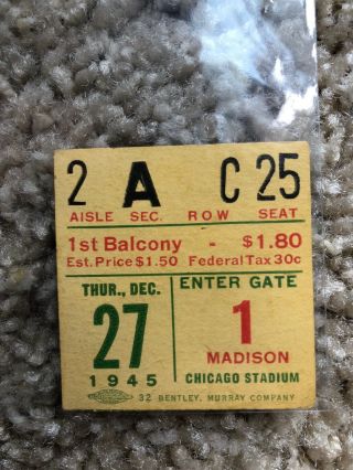 Sonja Henie Hollywood Ice Revue Ticket Stub - Chicago Stadium: December 27,  1945