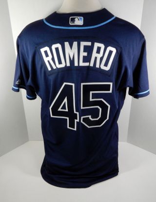 2016 Tampa Bay Rays Enny Romero 45 Game Issued Navy Jersey Rays00274
