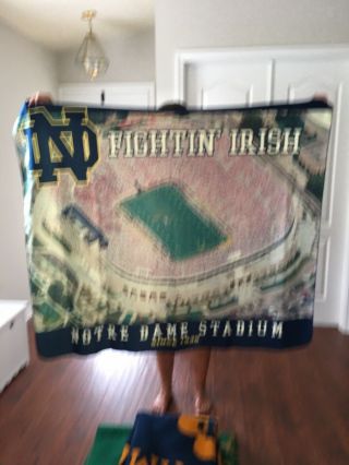 Notre Dame Fighting Irish 50 " X60 " Throw Blankets —lot Of 4