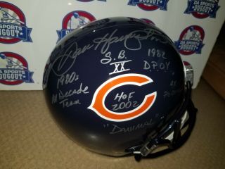 Dan Hampton Signed Autographed F/s Chicago Bears Helmet 6 Inscriptions Jsa Cert