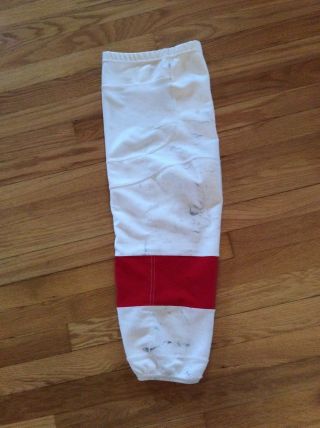 Detroit Red Wings Game Worn Hockey Socks - White Red Reebok XL NHL - Great Item 4