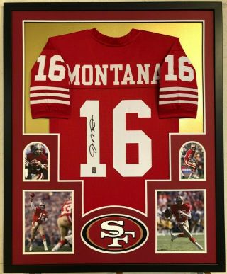 Framed San Francisco 49ers Joe Montana Autographed Signed Jersey Gtsm Holo