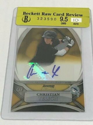 Christian Yelich 2010 RC 9.  5 10 auto 29/50 Bowman Sterling refractor card 2