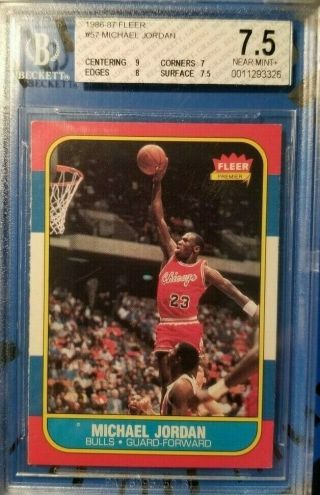 1986 - 87 Fleer 57 Michael Jordan Rookie Card,  Graded Beckett 7.  5 Near.