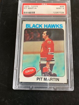 1975 Topps Hockey Pit Martin Blackhawks 48 Psa 9