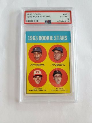 1963 Topps Pete Rose Cincinnati Reds 537 Baseball Card Psa 6