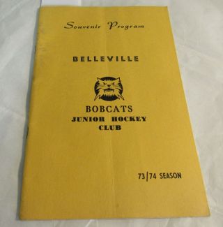 1973 - 1974 Belleville Bobcats Junior Hockey Program Ontario Vs Wexford Warriors