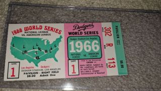 1966 World Series Ticket Stub Game 1 Orioles Dodgers Mvp Frank Robinson Baseball