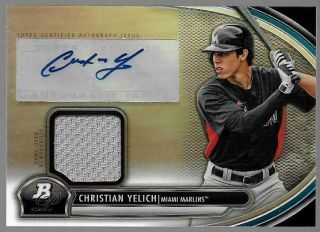 Christian Yelich 2013 Bowman Platinum Game Jersey & Autograph Rookie Card